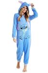 Women's Fluffy Stitch Onesie Pajamas in Blue