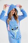 Women's Fluffy Stitch Onesie Pajamas in Blue