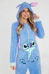 Women's Fluffy Stitch Onesie Pajamas in Blue