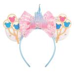 Pink Sequin Mouse Ears Headband with Castle Bows