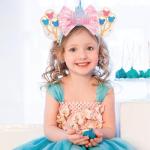 Pink Sequin Mouse Ears Headband with Castle Bows