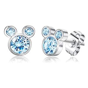 Disney Mouse-shaped Blue Sterling Silver Stud Earrings