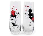 Mickey and Minnie Mouse Kiss Heart Glass Set