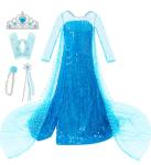 Elsa Dress Costume for Girls - Sparkly Blue