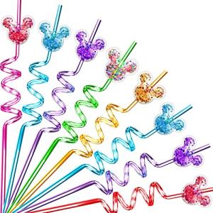 24 Glitter Mouse Straws for Kids' Birthday Party