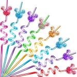 24 Glitter Mouse Straws for Kids' Birthday Party