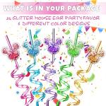 24 Glitter Mouse Straws for Kids' Birthday Party