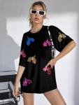 Colorful Sequin Castle Graphic Shirt for Women