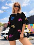 Colorful Sequin Castle Graphic Shirt for Women