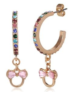 Minnie Mouse Gold Hoop Earrings with Crystals