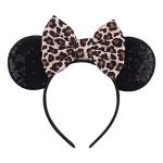 Leopard Print Mouse Ears Headband with Shiny Bow