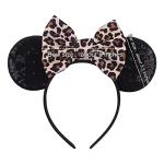 Leopard Print Mouse Ears Headband with Shiny Bow