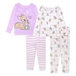 Disney Girls' 4-Piece Cute Cotton Pajama Set