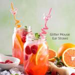 Glitter Mouse Ear Reusable Crazy Straws - 24 Pack