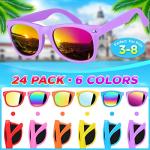 24-Pack Neon Kids Sunglasses with UV Protection