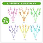 Glitter Mouse Ear Reusable Crazy Straws - 24 Pack