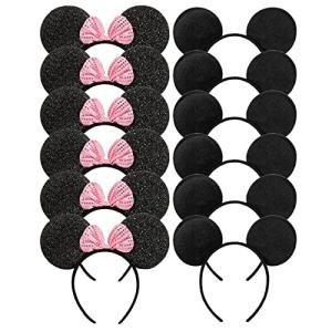 Disney Mouse Ears Black and Pink Bow Set of 12