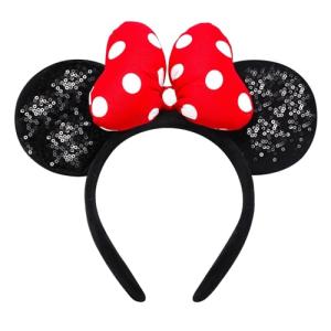 Glitter Minnie Mouse Ears Headband with Bow