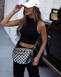 Black and White Checkered Crossbody Fanny Pack