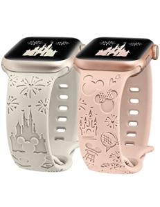 Cute Disney Engraved Apple Watch Bands - 2 Pack
