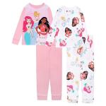 Disney Girls' Cute 4-Piece Cotton Pajama Set