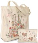 Disney Floral Tote Bags with Makeup Pouch - 2 Pack