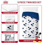 Jay Franco Disney Mickey Mouse Twin Comforter Set - 5 Piece Bedding Includes Sheet Set & Pillow Covers - Super Soft Cozy Celestial Bedding