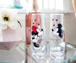 Mickey and Minnie Mouse Kiss Heart Glass Set