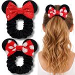 Disney Mouse Ear Velvet Scrunchies with Bow