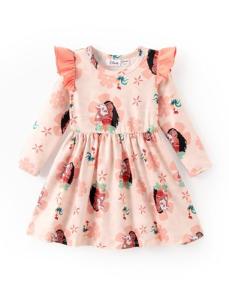 Disney Princess Moana Toddler Dress Girls A-Line Ruffle Long Sleeve Casual Winter Fall Clothes Cute Kids Outfit Gift Party Costume Sizes 5-6 Years