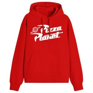 Disney Pixar Pizza Planet Pullover Toy Story Sweatshirt Hoodie (MD, Red)