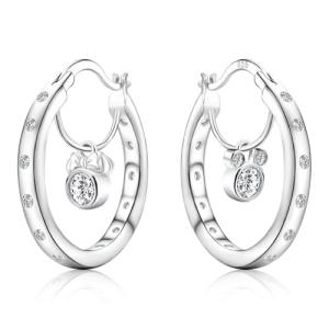 S925 Sterling Silver Mouse Hoop Earrings with Sparkling Cubic Zirconia Asymmetric Mouse Design Fashion Cartilage Huggie Hoop Charms Hypoallergenic Jewelry Birthday Gift for Women Daughter