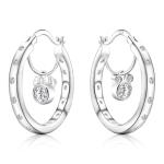 S925 Sterling Silver Mouse Hoop Earrings with Sparkling Cubic Zirconia Asymmetric Mouse Design Fashion Cartilage Huggie Hoop Charms Hypoallergenic Jewelry Birthday Gift for Women Daughter