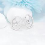 S925 Sterling Silver Mouse Hoop Earrings with Sparkling Cubic Zirconia Asymmetric Mouse Design Fashion Cartilage Huggie Hoop Charms Hypoallergenic Jewelry Birthday Gift for Women Daughter