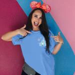 Oversized Magical Shirt Women Happiest Place on Earth Shirt Magic Kingdom Shirts Cute Castle Graphic Family Holiday Tee Tops Blue
