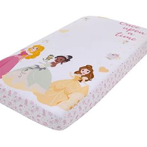 NoJo Disney Princess Make A Wish Pink, White and Yellow Once Upon a Time Nursery Photo Op Fitted Crib Sheet