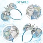 TUTKIMUS Mouse Ears Headband for Women - Mouse Ears Blue Bows Mouse Ear Party Decorations Park Ears for Women (Blue)