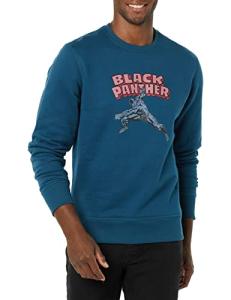 Amazon Essentials Disney | Marvel | Star Wars Men's Fleece Crewneck Sweatshirt, Marvel Black Panther, Large