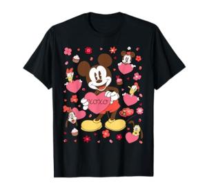 Disney Mickey Mouse & Friends Valentine's Day Retro Hearts T-Shirt