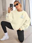 Magic Kingdom Sweatshirt Women Embroidered Princess Sweater Cute Fairy Shirt Family Vacation Castle Graphic Top Apricot