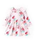 Disney Princess Ariel Playwear Dress Baby Girl A-Line Ruffle Long Sleeve Winter Fall Clothes Infant Floral Outfit Birthday Party Gift Pink 3-6 Months