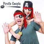 Zhanmai 4 Pcs Pirate Accessories Halloween Pirate Headband Costume Party Supplies Head Scarf Eye Patches for Cosplayer(Red)