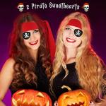 Zhanmai 4 Pcs Pirate Accessories Halloween Pirate Headband Costume Party Supplies Head Scarf Eye Patches for Cosplayer(Red)