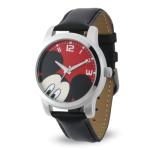 Disney Mickey Mouse Watch for Men – Stylish Men's Mickey Mouse Watch – Collectible Timepiece – Gift for Fans – Classic Watches with Silver Case & Black Leather Strap