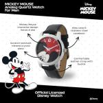 Disney Mickey Mouse Watch for Men – Stylish Men's Mickey Mouse Watch – Collectible Timepiece – Gift for Fans – Classic Watches with Silver Case & Black Leather Strap
