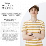 Disney Mickey Mouse Watch for Men – Stylish Men's Mickey Mouse Watch – Collectible Timepiece – Gift for Fans – Classic Watches with Silver Case & Black Leather Strap