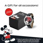 Disney Mickey Mouse Watch for Men – Stylish Men's Mickey Mouse Watch – Collectible Timepiece – Gift for Fans – Classic Watches with Silver Case & Black Leather Strap
