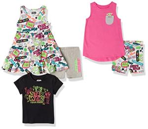 Amazon Essentials Disney | Marvel | Star Wars | Frozen | Princess Toddler Girls' Mix-and-Match Outfit Sets, Pack of 5, Star Wars Rebel, 3T