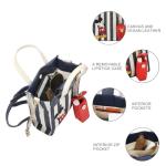 Bioworld Disney Bashful Mickey Pose 11.3" Blue & White Striped Crossbody Bag