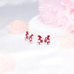 Red Bow Earrings Sterling Silver Red Mouse Bowknot Stud Earrings Cute Dainty Sweet Lucky Cute Animal Jewelry Gifts for Women Daughter Birthday